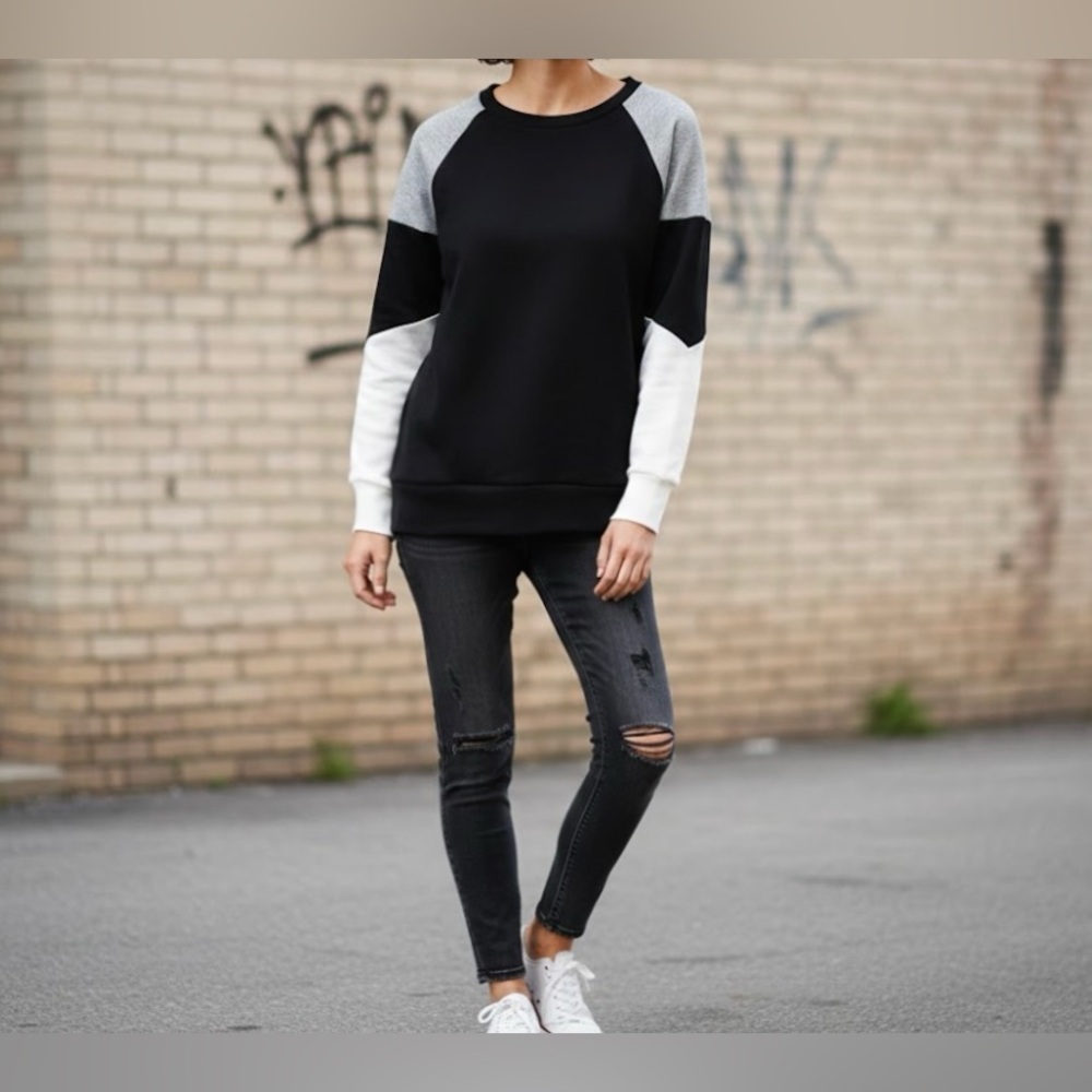 SUPPLY + DEMAND || Lucille Colorblock Sweatshirt - Raglan Pullover - SZ Large